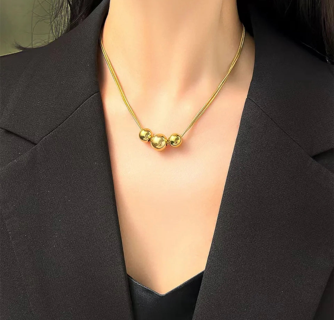 18k Gold Filled Beaded Necklace & Earring set