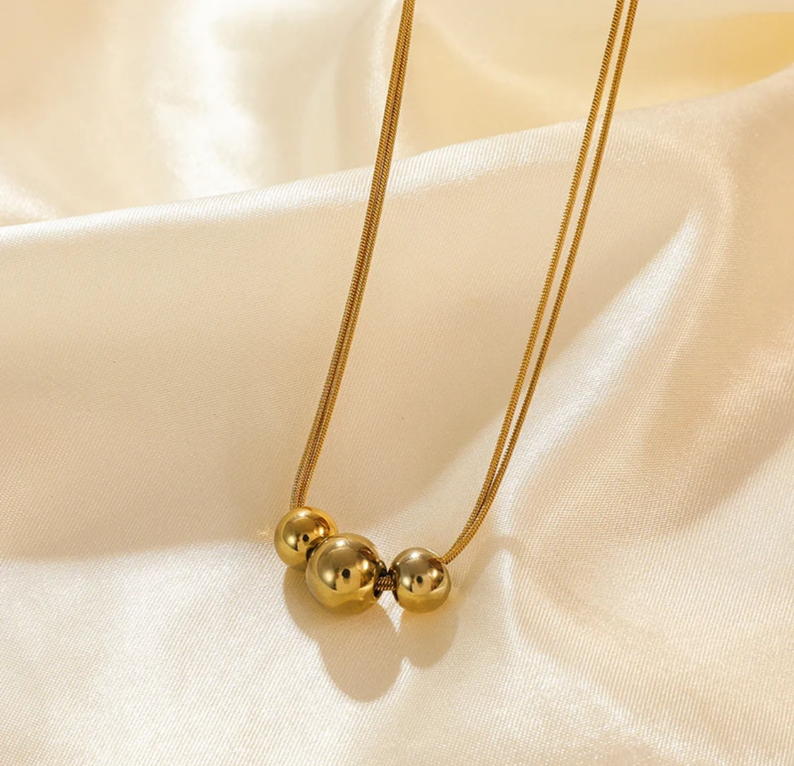 18k Gold Filled Beaded Necklace & Earring set