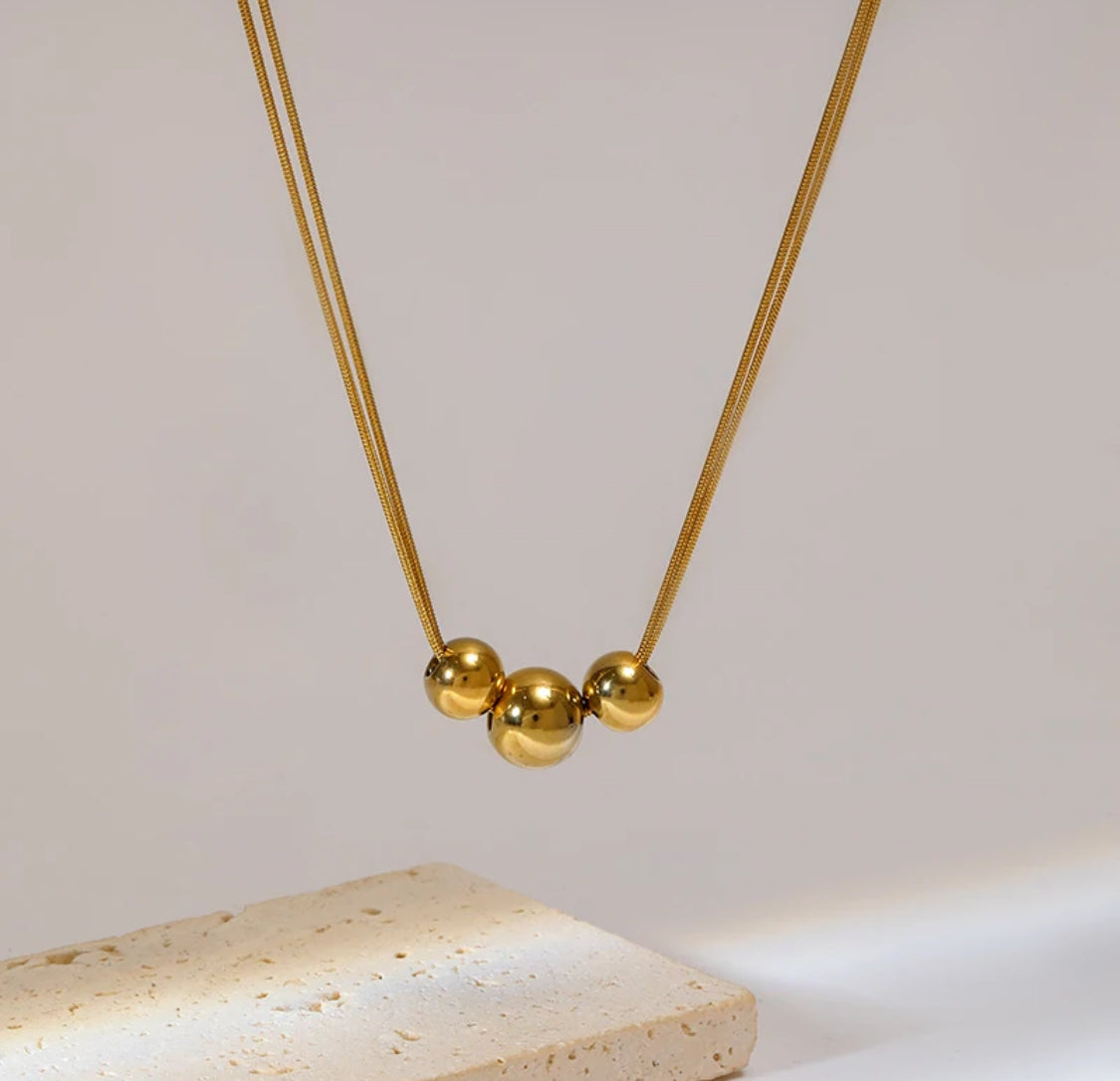 18k Gold Filled Beaded Necklace & Earring set