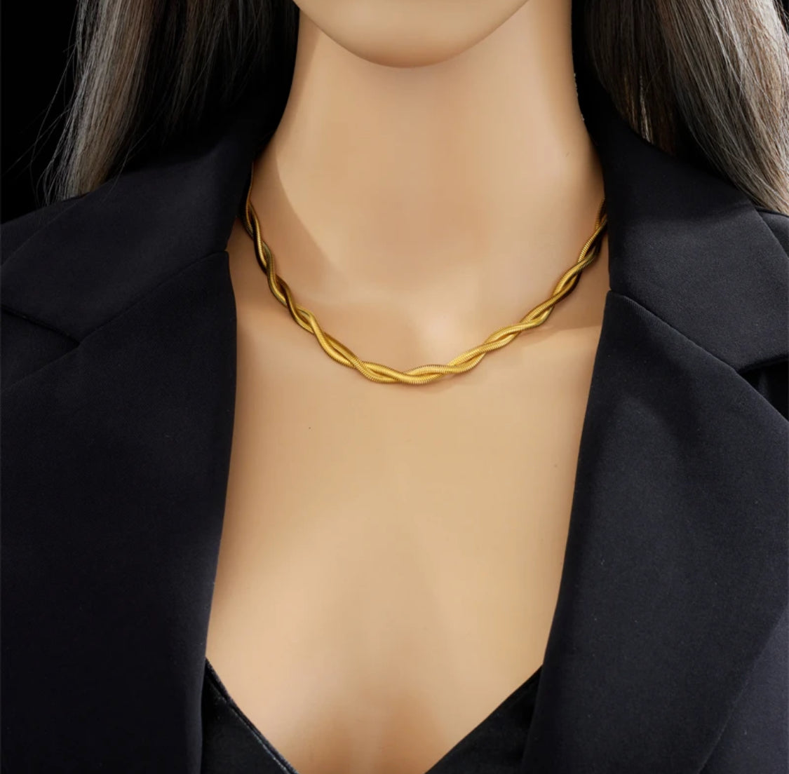 Amelia Twisted Herringbone Necklace & Bracelet Set for women