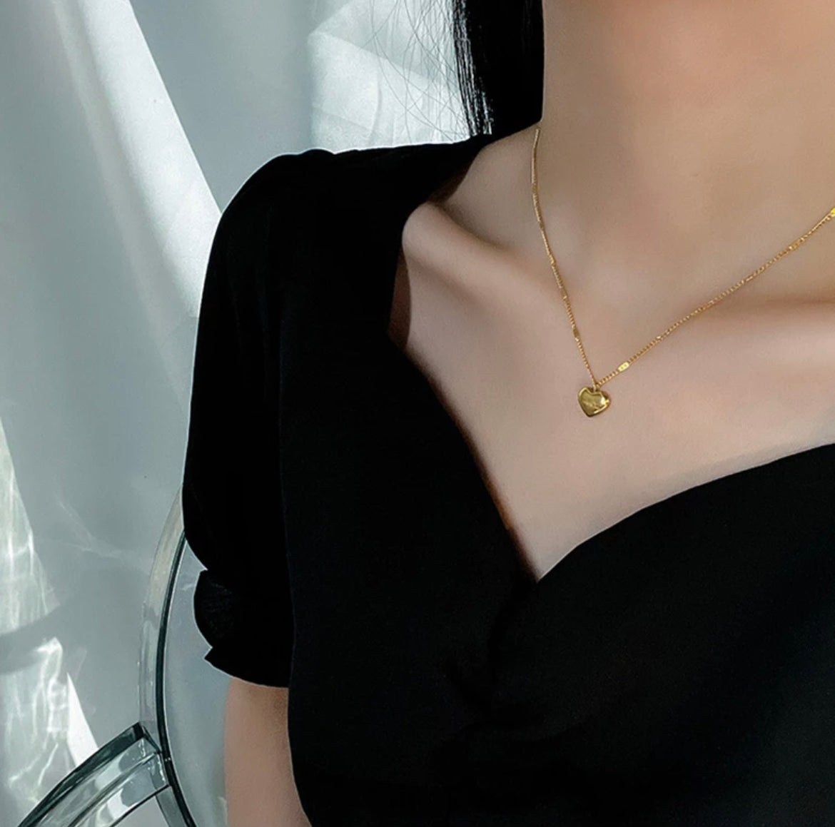Puffed Heart 'Love' Necklace