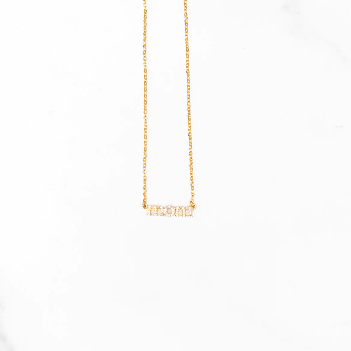 Diamond Mom Script Necklace