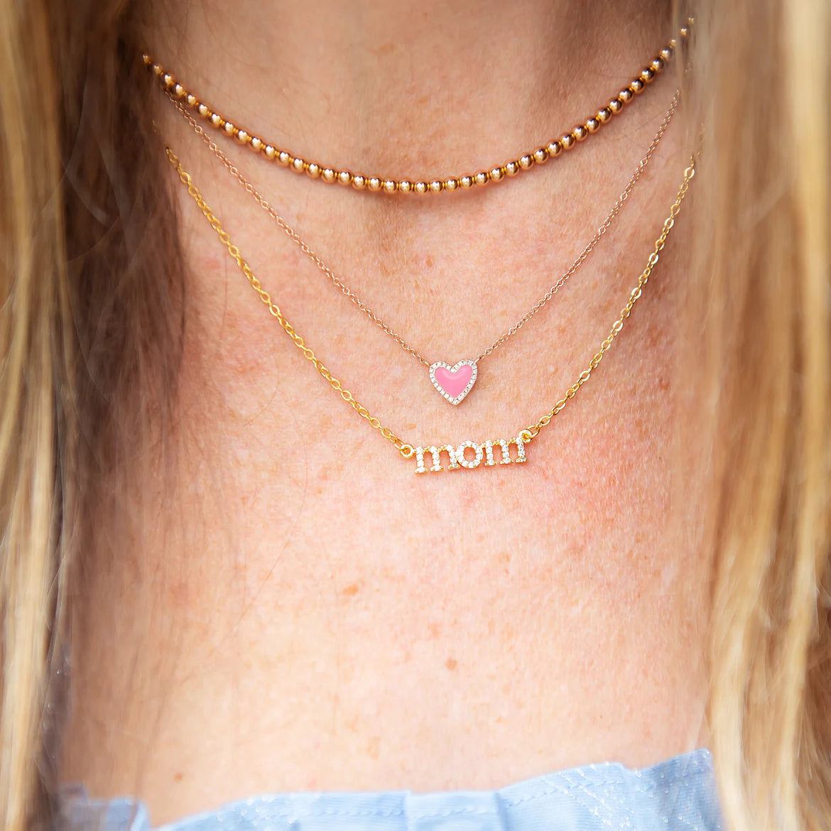 Diamond Mom Script Necklace