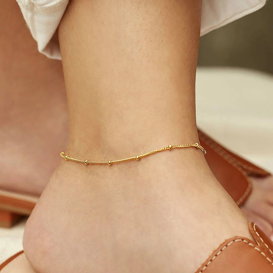 18k Gold  Dotted Chain Anklet