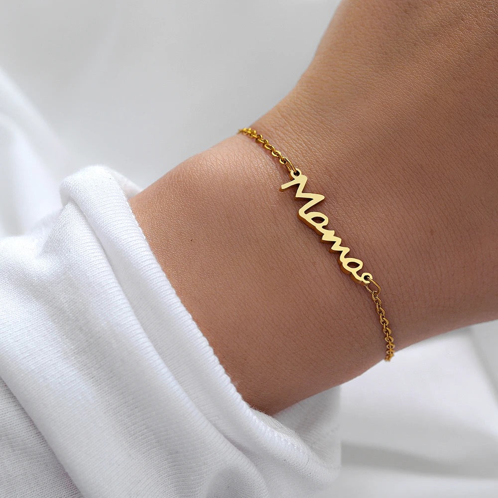 Mama script bracelet