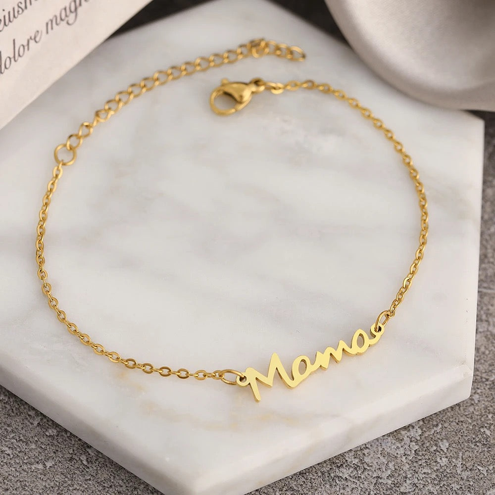 Mama script bracelet