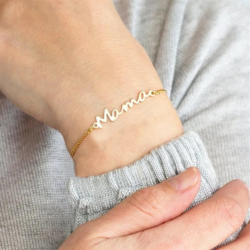 Mama script bracelet