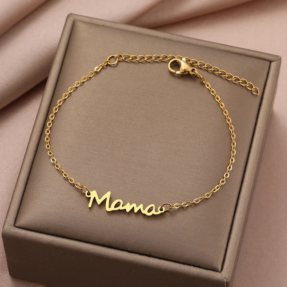 Mama script bracelet
