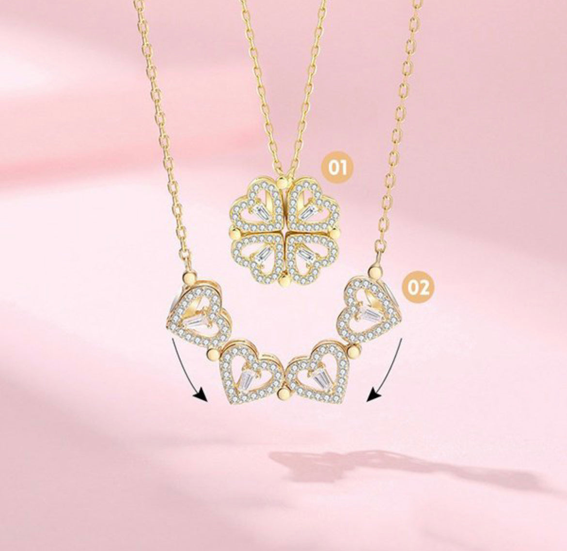 18k Gold Clover Magnetic Necklace