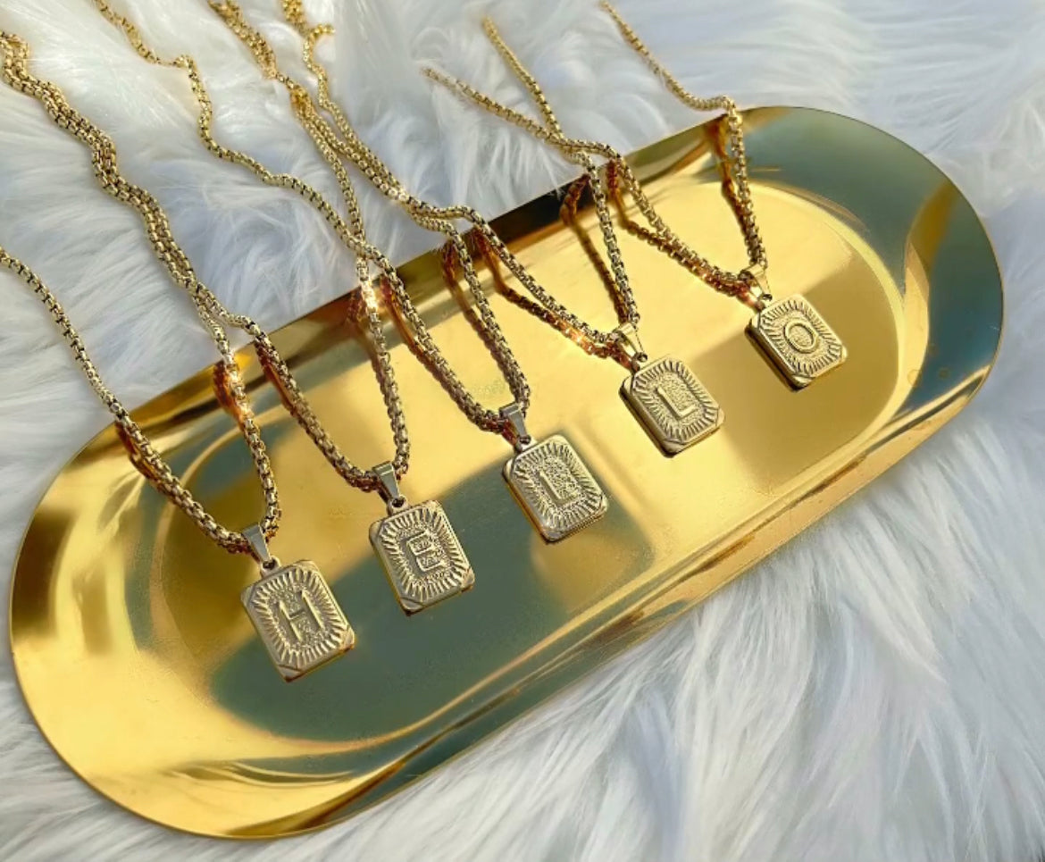 Initial Card Necklace