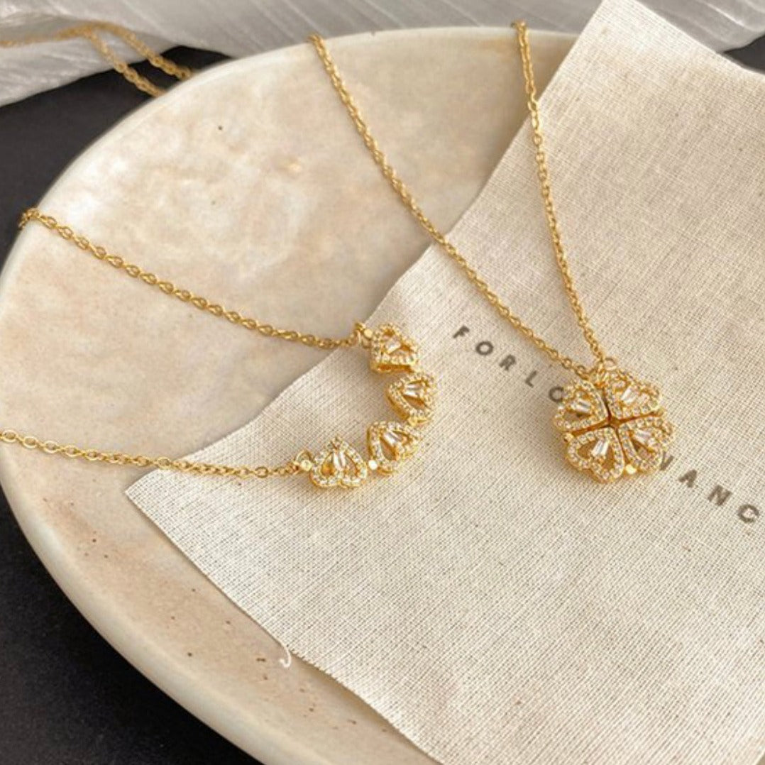 18k Gold Clover Magnetic Necklace