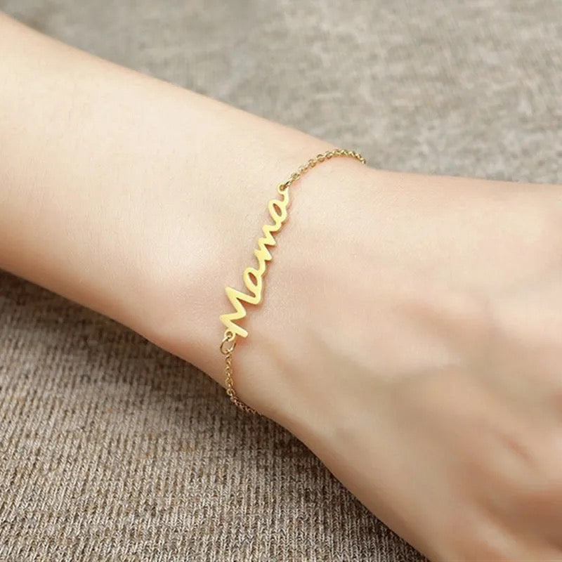 Mama script bracelet